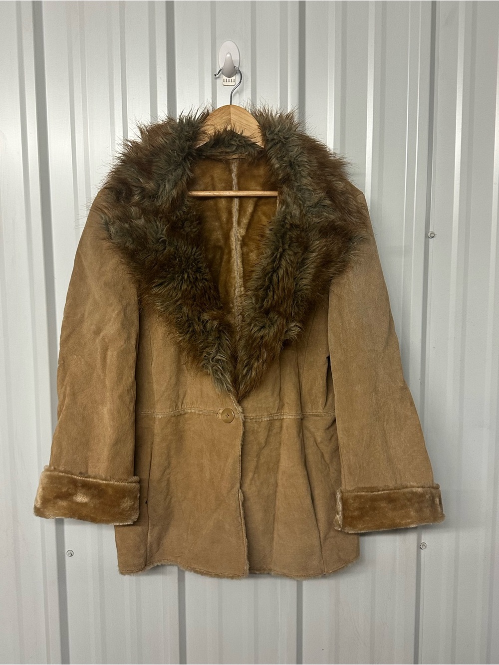 Vintage St. John’s Bay Leather Faux Fur Penny Lane Coat Boho Y2K